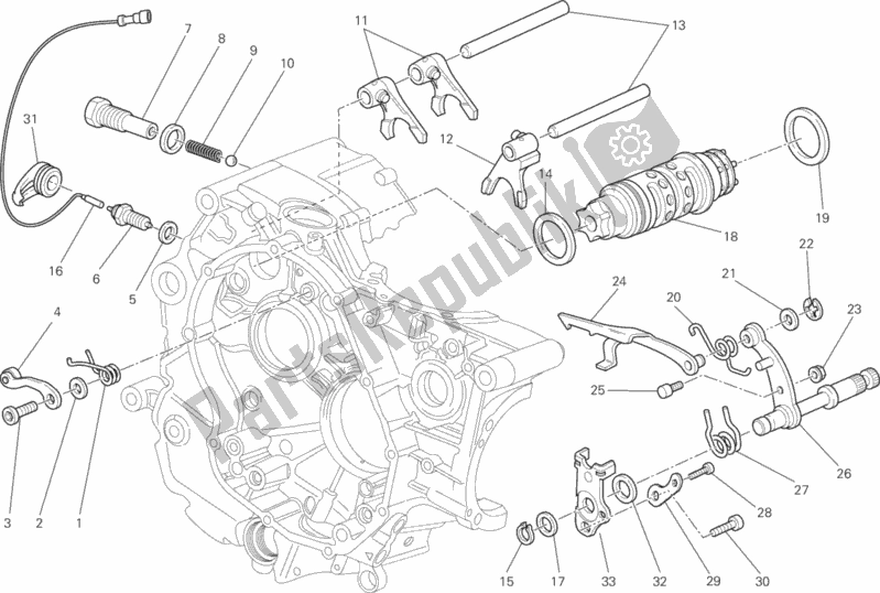 Alle onderdelen voor de Schakelnok - Vork van de Ducati Monster 696 ABS 2013
